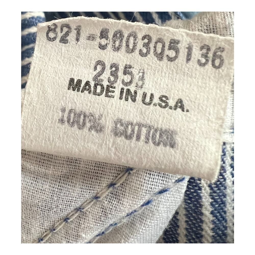 Oshkosh B'Gosh Overalls Boys Size 7 Blue Denim Railroad Striped Made USA Vintage - Picture 3 of 14
